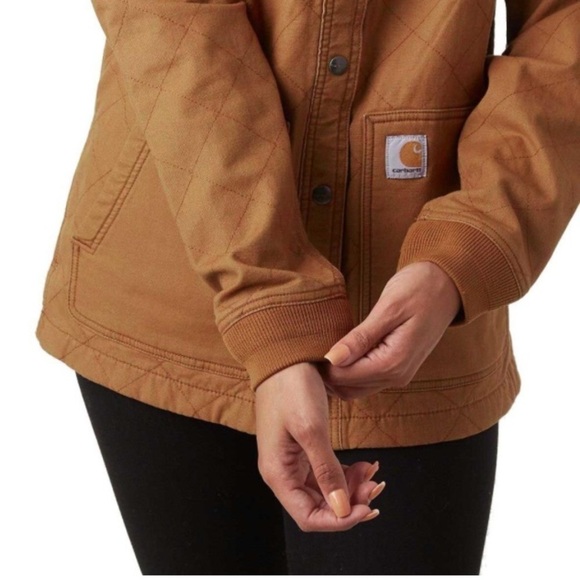NWT Carhartt Women's Canvas Snap-Front Shirt Jacket Carhartt Brown - Picture 4 of 5